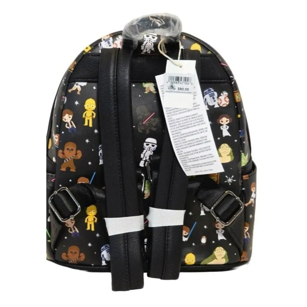 Disney Parks LOUNGEFLY Chibi Star Wars Mini Backpack SOLO LEIA Chewbacca NWT